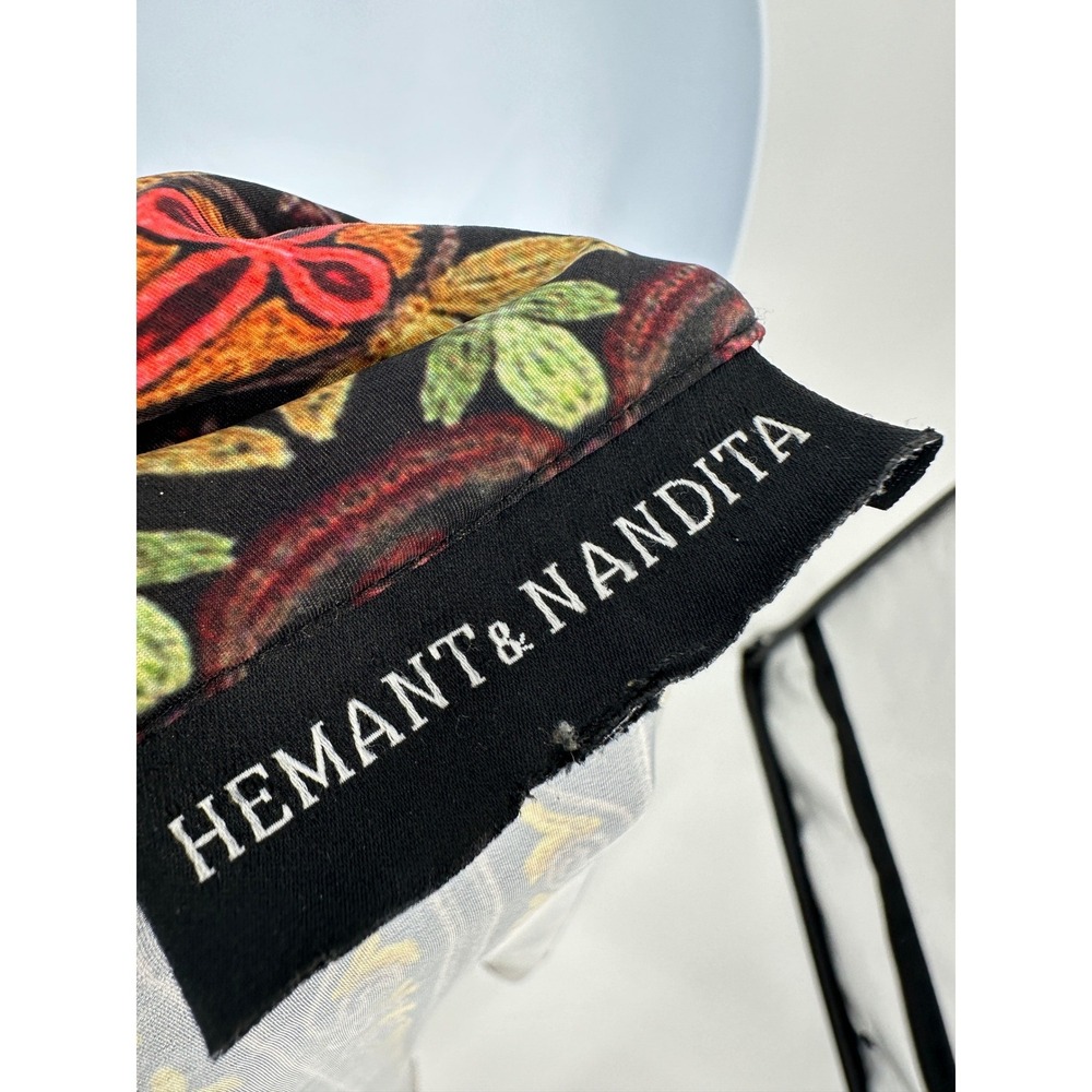 Hemant & Nandita Kimono Cardigan Topper 2x 3x Black Floral Boho Resort Coverup - Picture 5 of 8